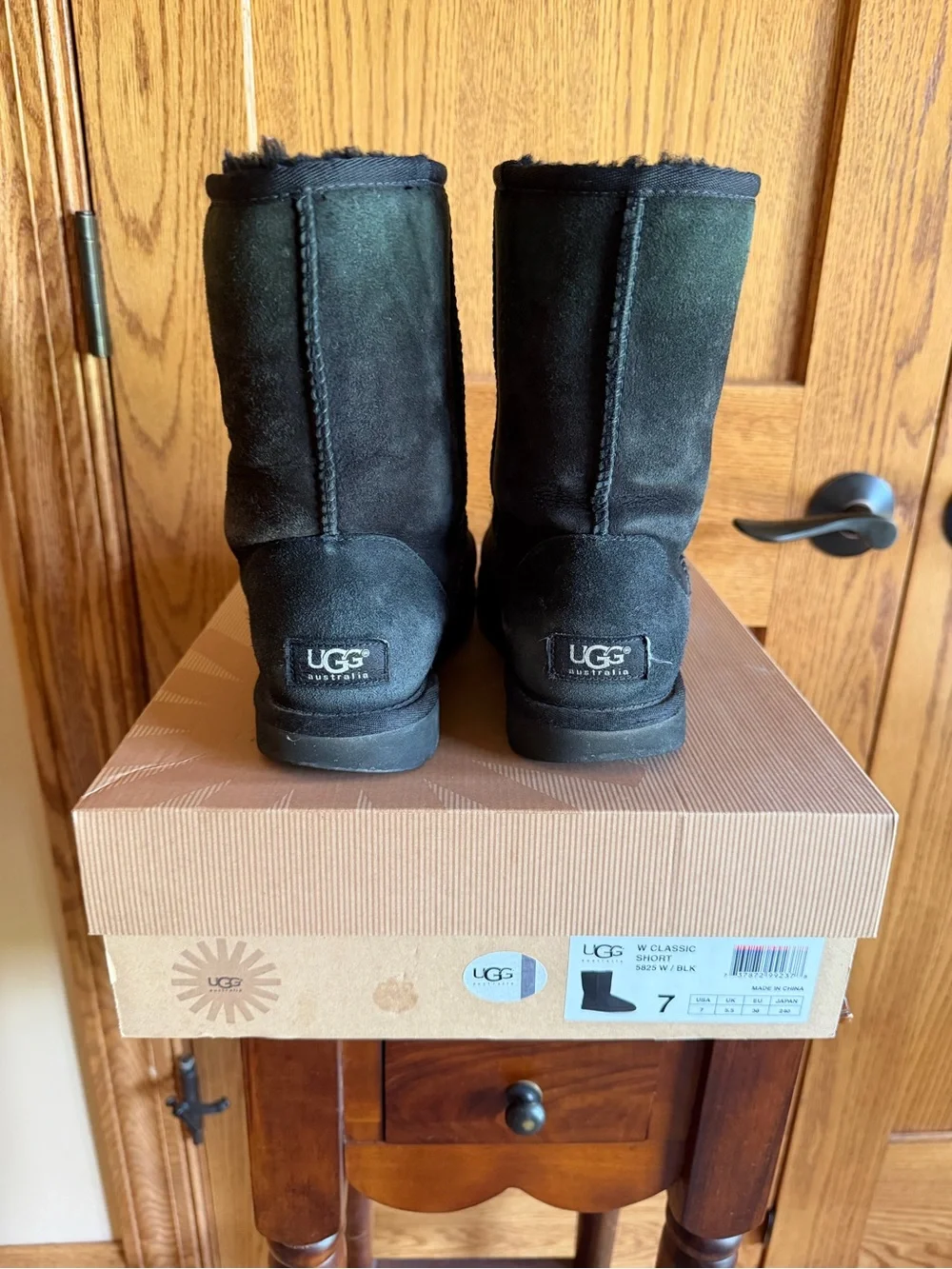 UGG Women’s Classic Short Boots in Black Suede